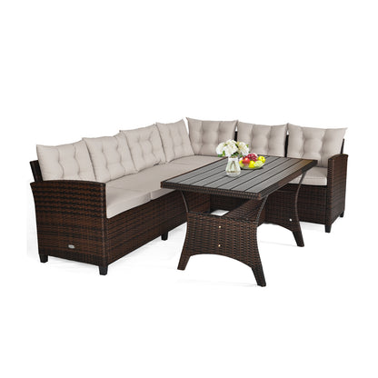 Hand-Woven Rattan Outdoor Sofa Set, 3 Pieces, Brown Outdoor Sectionals Brown at Gallery Canada