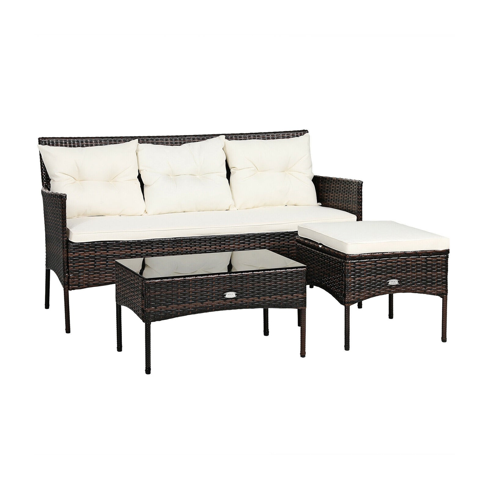 Patio Furniture Sectional Set, 3 Pieces, 5 Cushions, White Patio Conversation Sets at Gallery Canada