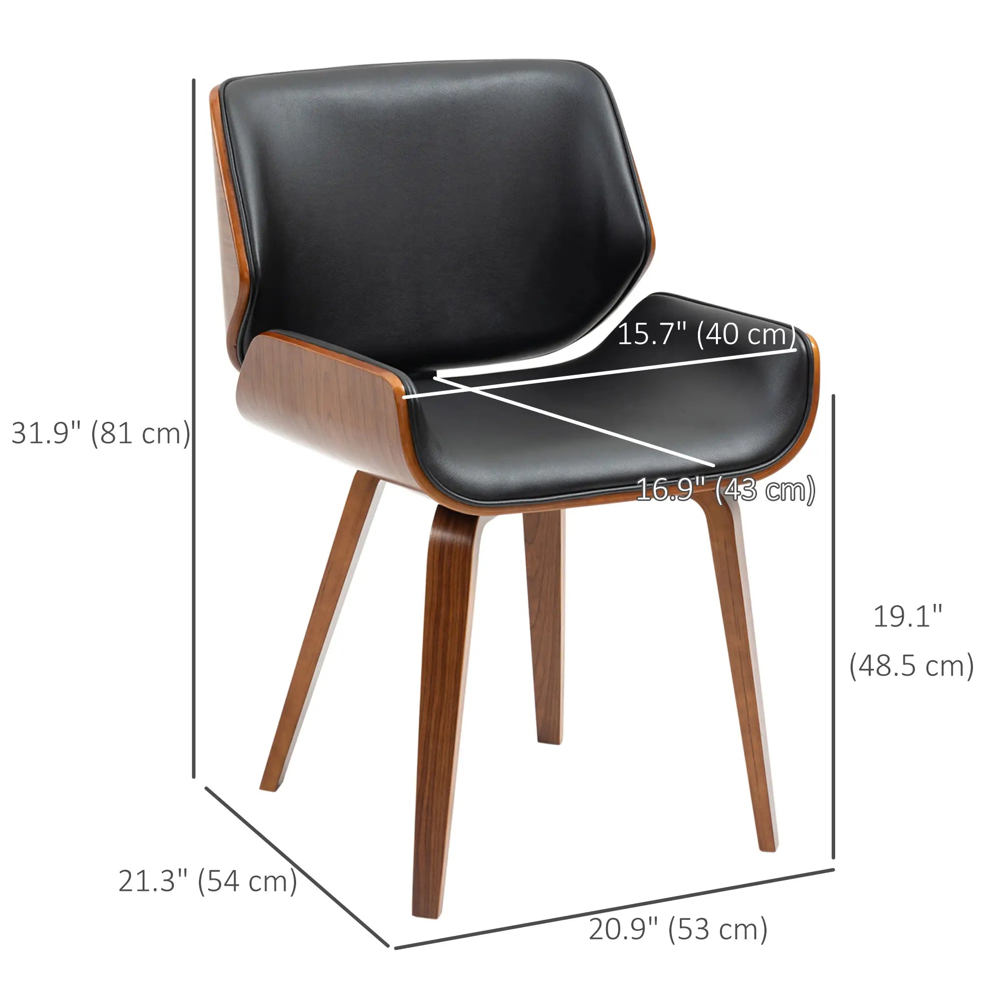 PU Leather Dining Chairs Set of 2, Upholstered Seats, Solid Wood Legs, Black Dining Chairs at Gallery Canada