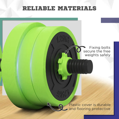 88lbs Adjustable Weight Dumbbell Set, Barbell, Kettlebell, Push Up Stand, Green Dumbbells & Barbells at Gallery Canada