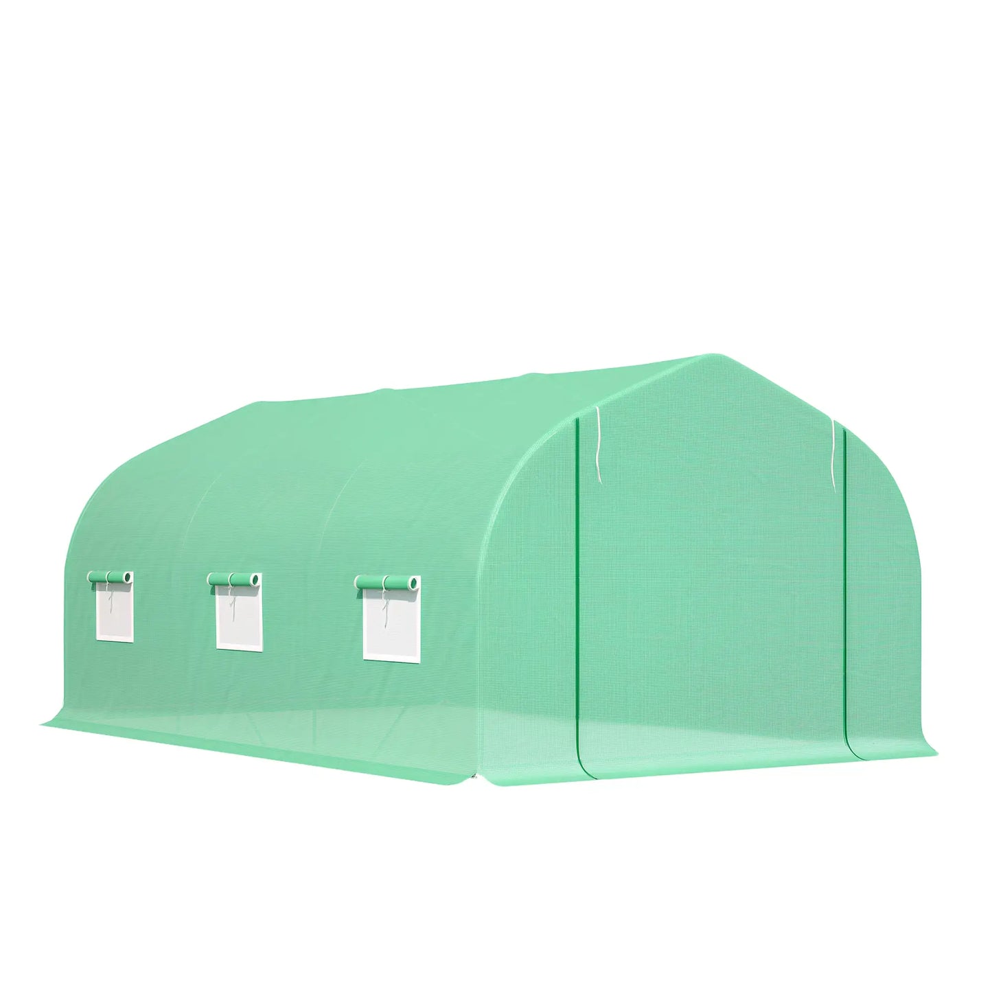 15' x 10' x 7' Walk-In Greenhouse, Steel Frame, Roll Up Door, Green Walk In Greenhouses Deep Green at Gallery Canada