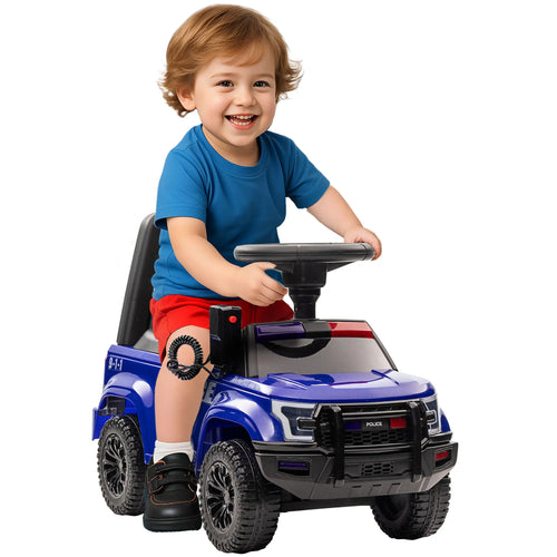 Kids Ride On Police Car, Hidden Storage, Anti Dumping, Blue