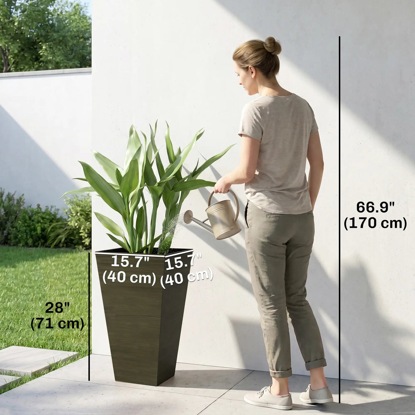 Tall Planter Set of 3, 28 Inch Taper, Bronze Planter Set at Gallery Canada