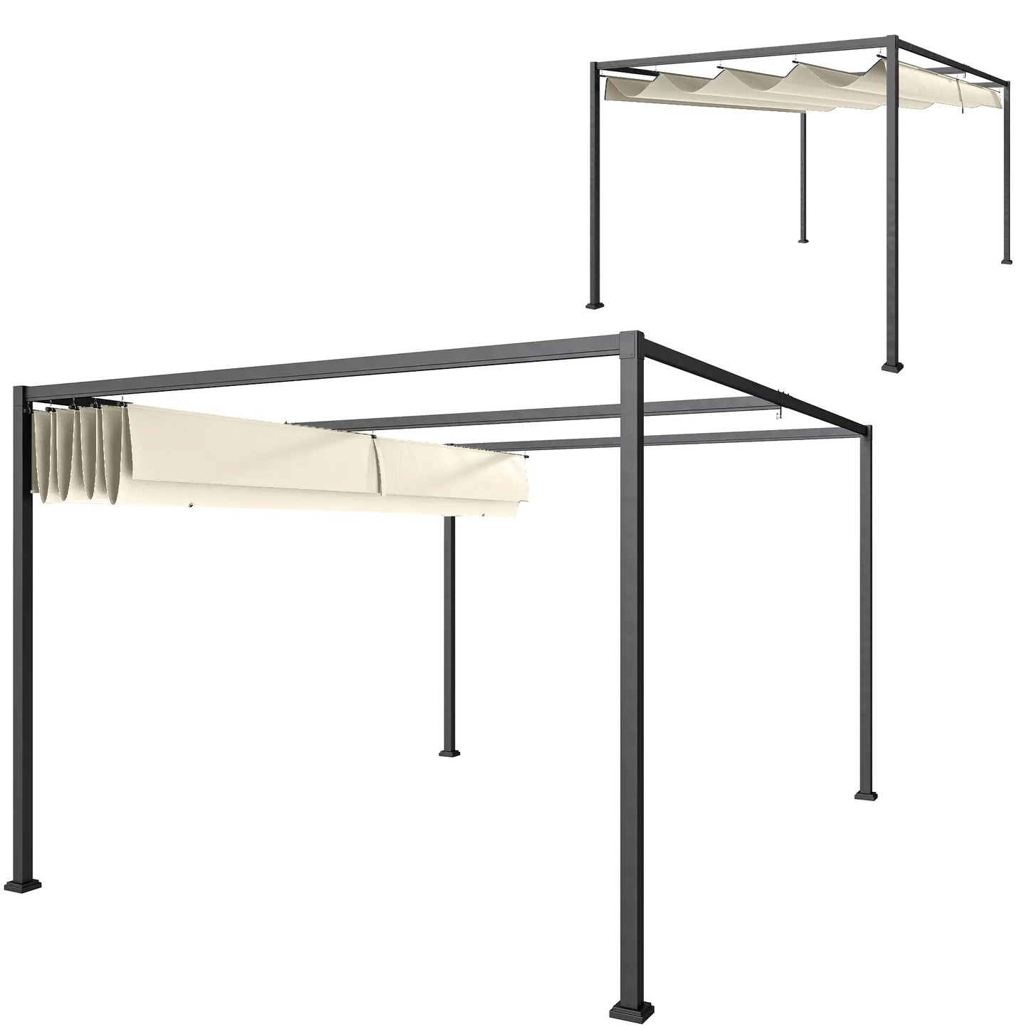10' x 7' Patio Pergola, Retractable Canopy, Outdoor Sun Shelter, Cream White Pergolas Cream White Canopy, Dark Grey Frame at Gallery Canada
