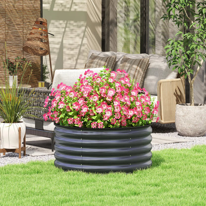 Galvanized Raised Flower Bed, 3x3x1.5 ft, Dark Grey Raised Garden Beds at Gallery Canada