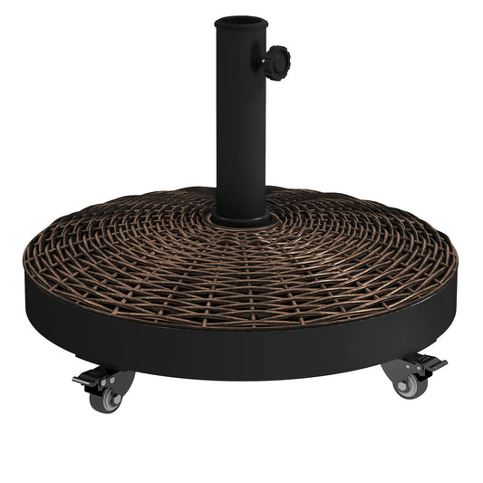 20.5" Round Parasol Base, Resin Umbrella Stand, Outdoor, Bronze Umbrella Bases Bronze at Gallery Canada
