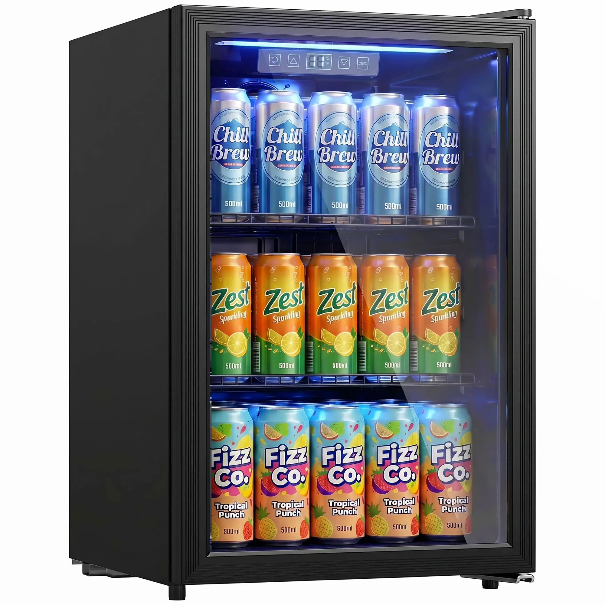 2.4 Cu.Ft Beverage Refrigerator, 70 Can Beverage Fridge Cooler with Double-Layer Glass Door Small Kitchen Appliances at Gallery Canada