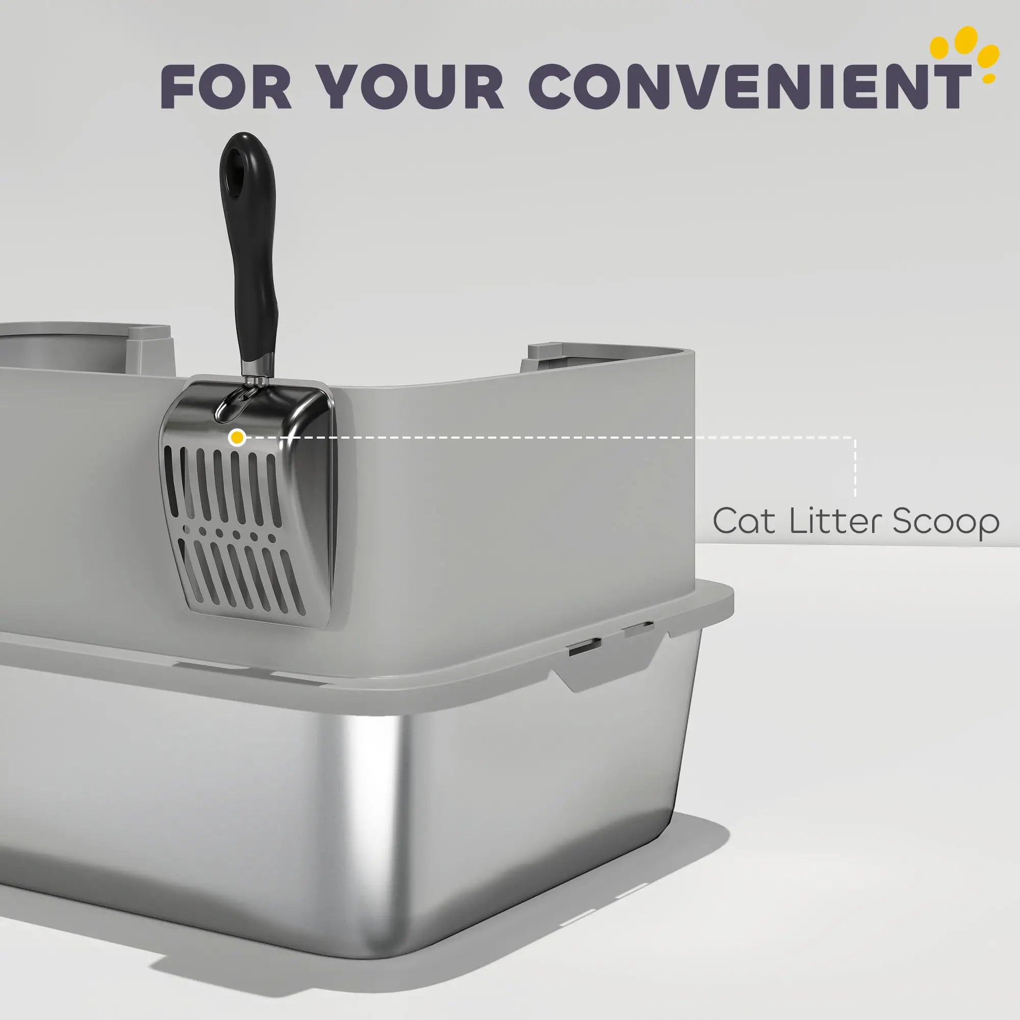 Stainless Steel Cat Litter Box, XL High Sided, 24