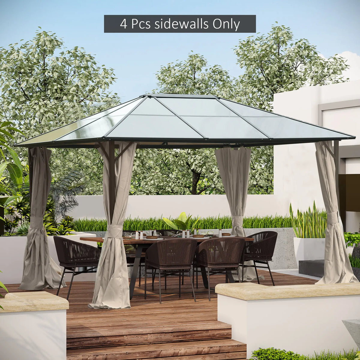 10' x 12' Gazebo Sidewall Set, 4 Panels, Hooks/C-Rings, Beige Gazebo Sidewalls at Gallery Canada