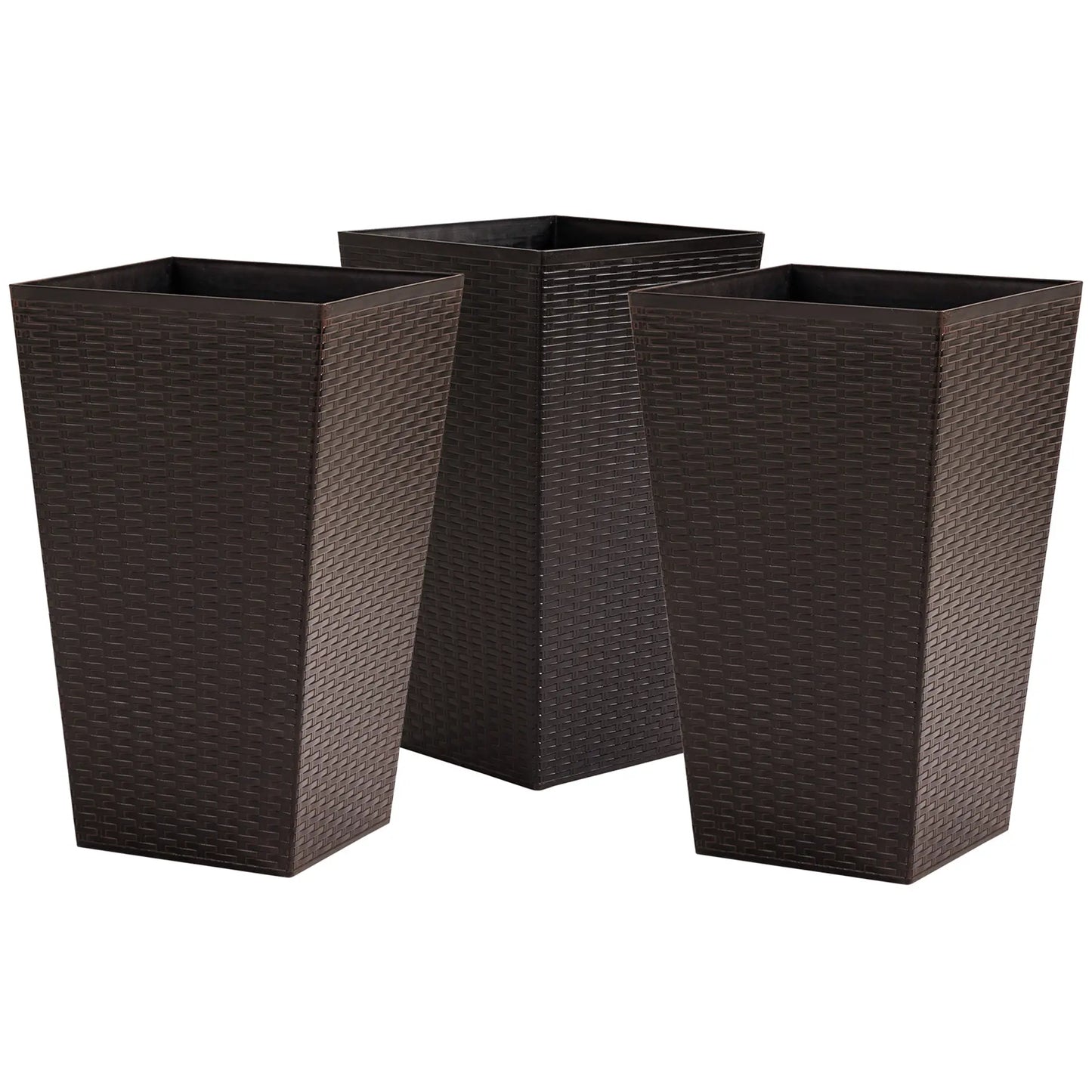 Set of 3 Tall Plant Stand, Indoor Outdoor Flower Pot, Brown Garden Accessories at Gallery Canada