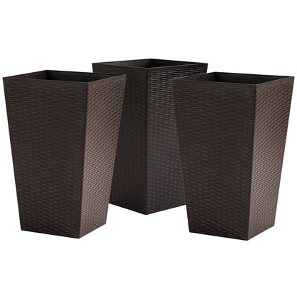 Set of 3 Tall Plant Stand, Indoor Outdoor Flower Pot, Brown Garden Accessories at Gallery Canada