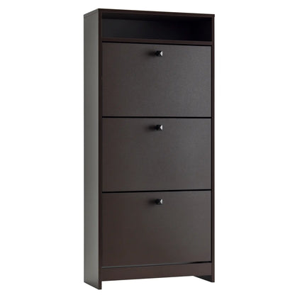 Slim Shoe Storage, 3 Flip Drawers, Adjustable Shelves, 9 Pair, Coffee Shoe Storage Cabinets & Racks at Gallery Canada