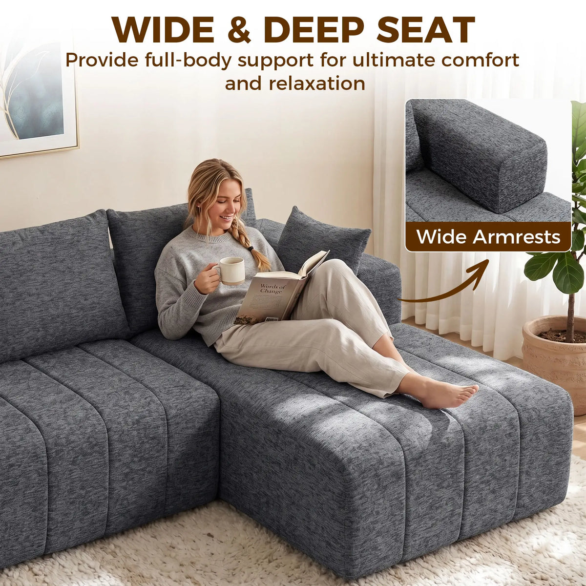 101 Modular Sectional Sofa With Chaise, Cloud Couch, Grey L Shaped Couchs at Gallery Canada