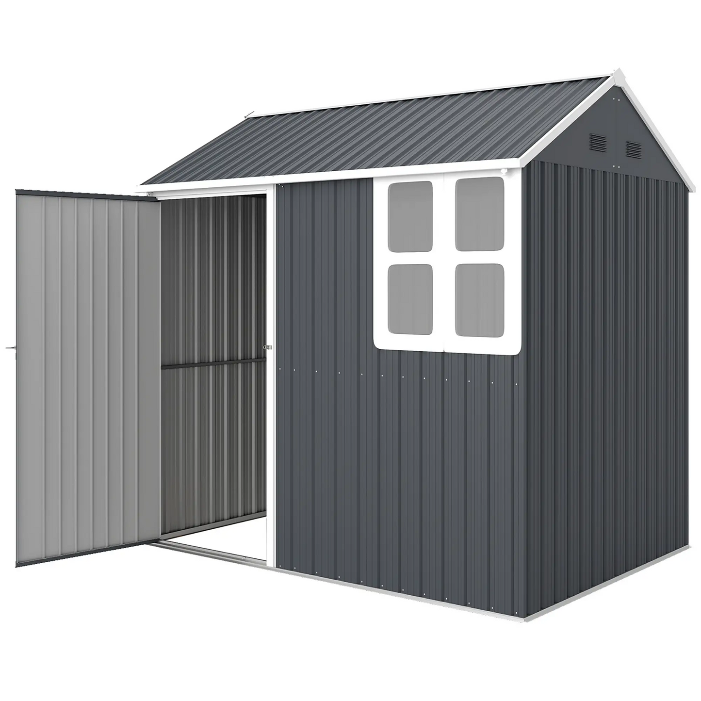 7' x 5.5' Metal Garden Shed, Outdoor Storage, Lockable Door, Dark Grey Sheds Dark Grey at Gallery Canada