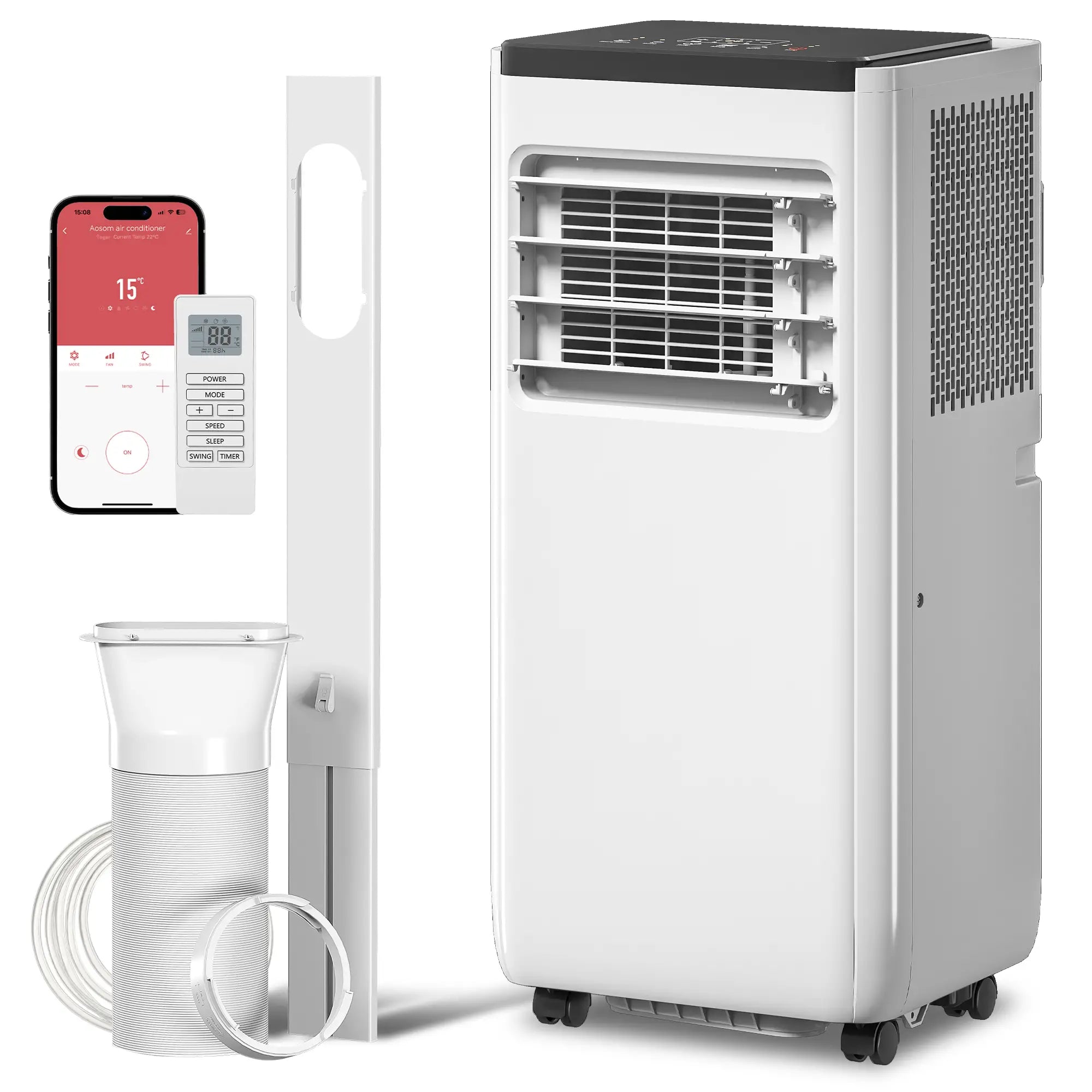 10000 BTU Portable Air Conditioner, Dehumidifier, Fan, WiFi, White Air Conditioner White, Black at Gallery Canada