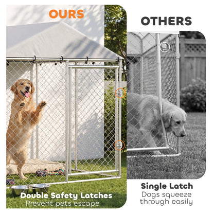 6.6' x 6.6' x 6.6' Outdoor Dog Kennel Heavy Duty Galvanized Steel with UV-resistant Roof, Silver Dog Kennels at Gallery Canada