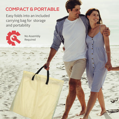Set of 2 Beach Lounge Chairs, Folding Mat, Adjustable Back, Steel Frame, Beige Beach Accessories at Gallery Canada