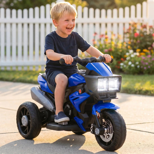 Kids Electric Motorcycle Ride-On Toy, 6V Battery Powered, Blue