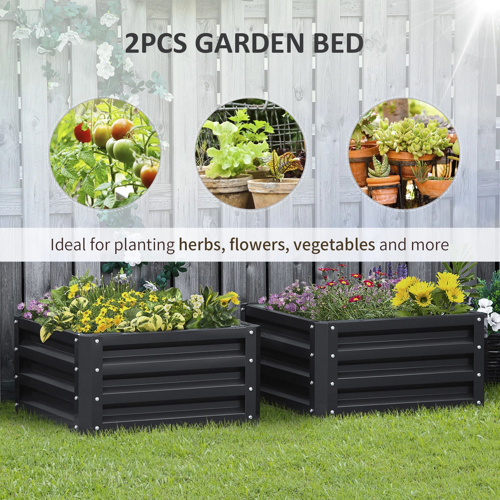 2' x 2' x 1' Raised Garden Bed, 2-Pieces, Color Steel Frame, Grey Galvanized Planter Boxes at Gallery Canada