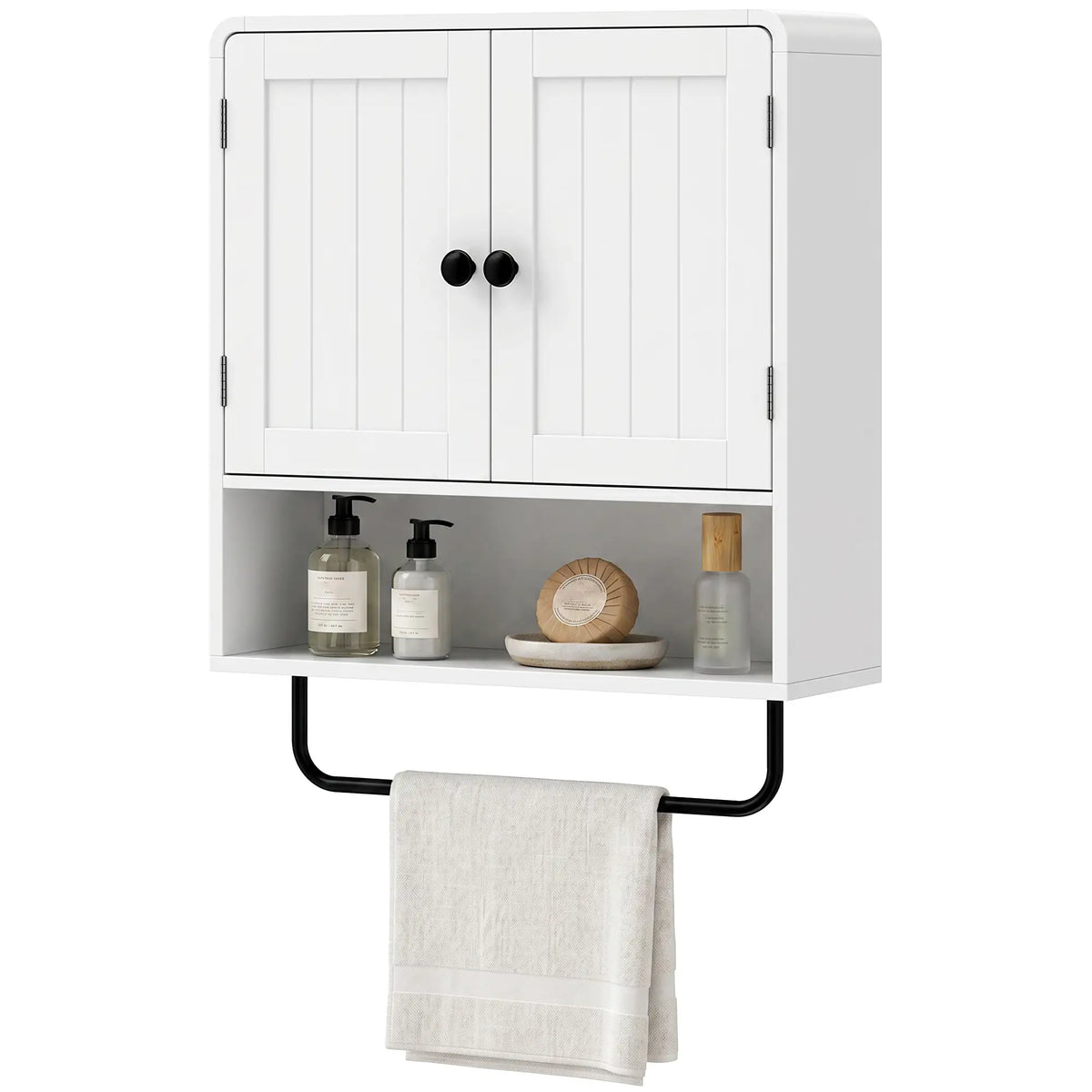 Wall Mounted Bathroom Cabinet, 2 Doors, White Wall Mounted Cabinets White, Black at Gallery Canada