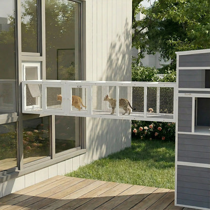 Cat Tunnel, Outdoor Enclosure, 98", 8 Doors, Combinable, White Outdoor Cat Enclosures at Gallery Canada