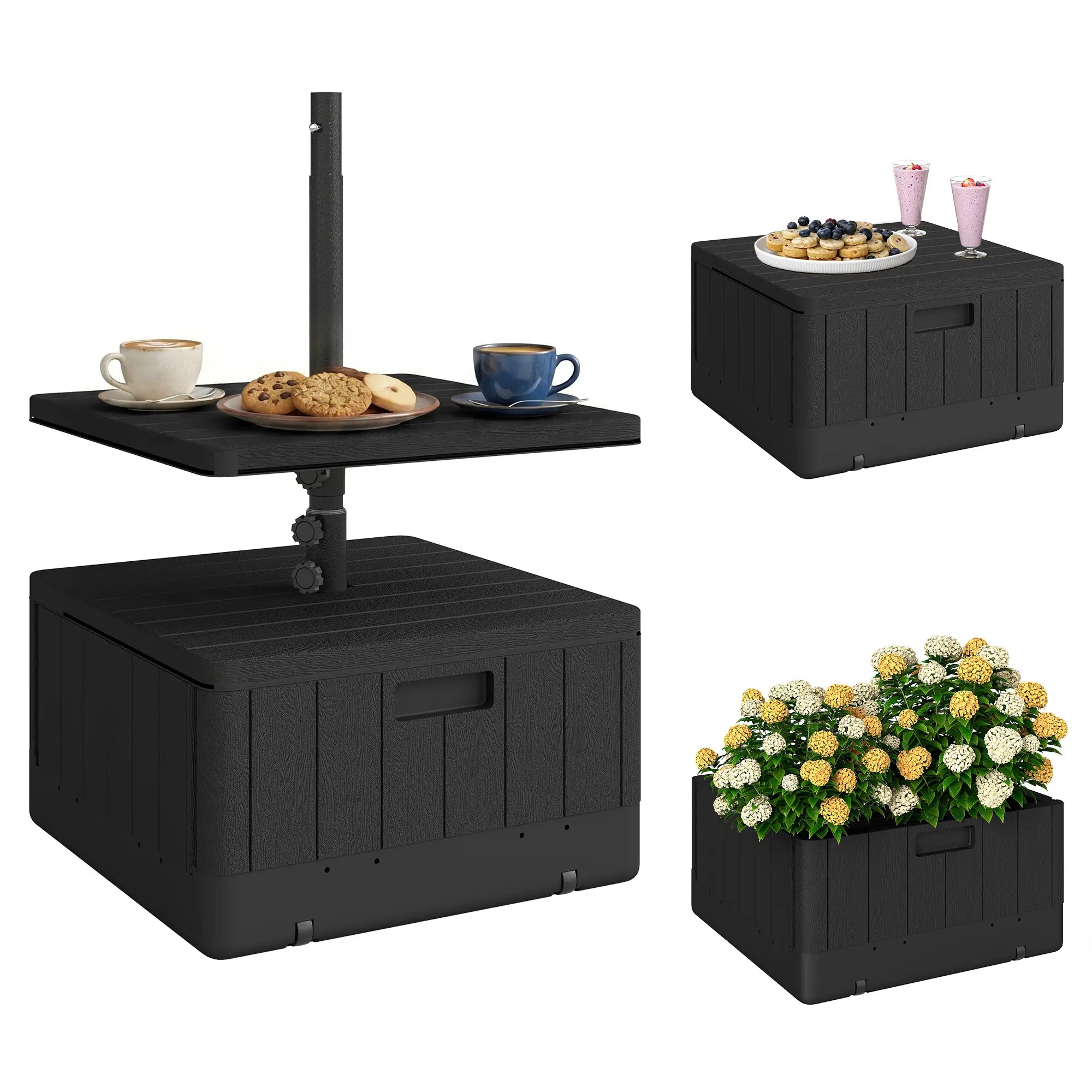 Heavy Duty Umbrella Base with Wheels, Table Tray, 176lbs, Black Umbrella Bases at Gallery Canada