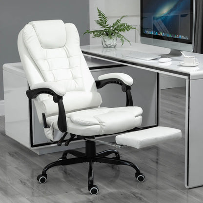 7-Point Vibrating Massage Chair, Reclining Office Chair, Adjustable Height, White Executive & Manager Chairs at Gallery Canada