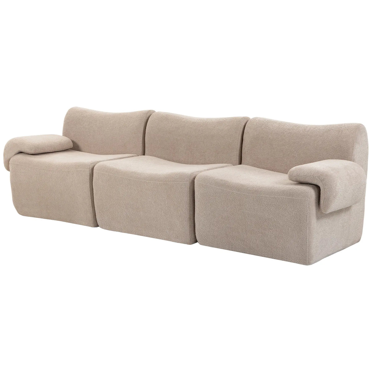 3 Seater Chenille Cloud Sofa, Wide Deep Seat, Beige, Beige 3-Seater Sofas Beige at Gallery Canada