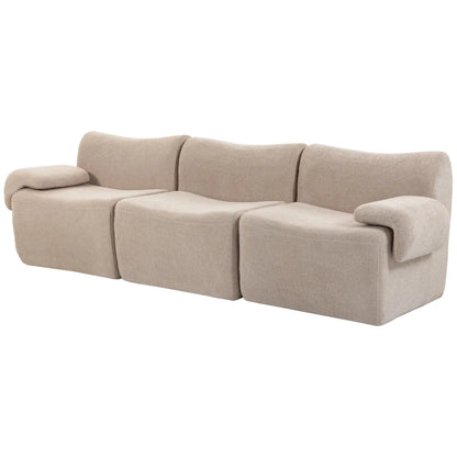 3 Seater Chenille Cloud Sofa, Wide Deep Seat, Beige, Beige 3-Seater Sofas Beige at Gallery Canada