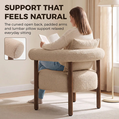 Accent Chair, Teddy Fabric, Brown, Wood Legs, Brown Accent Chairs at Gallery Canada
