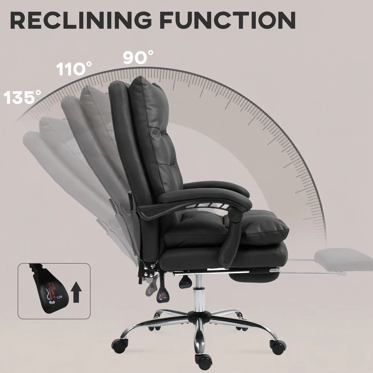 Executive Office Chair, 6 Point Massage and Heat, Microfibre Reclining with Footrest, Black Massage Chairs at Gallery Canada