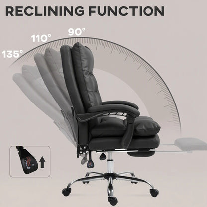 Executive Office Chair, 6 Point Massage and Heat, Microfibre Reclining with Footrest, Black Massage Chairs at Gallery Canada