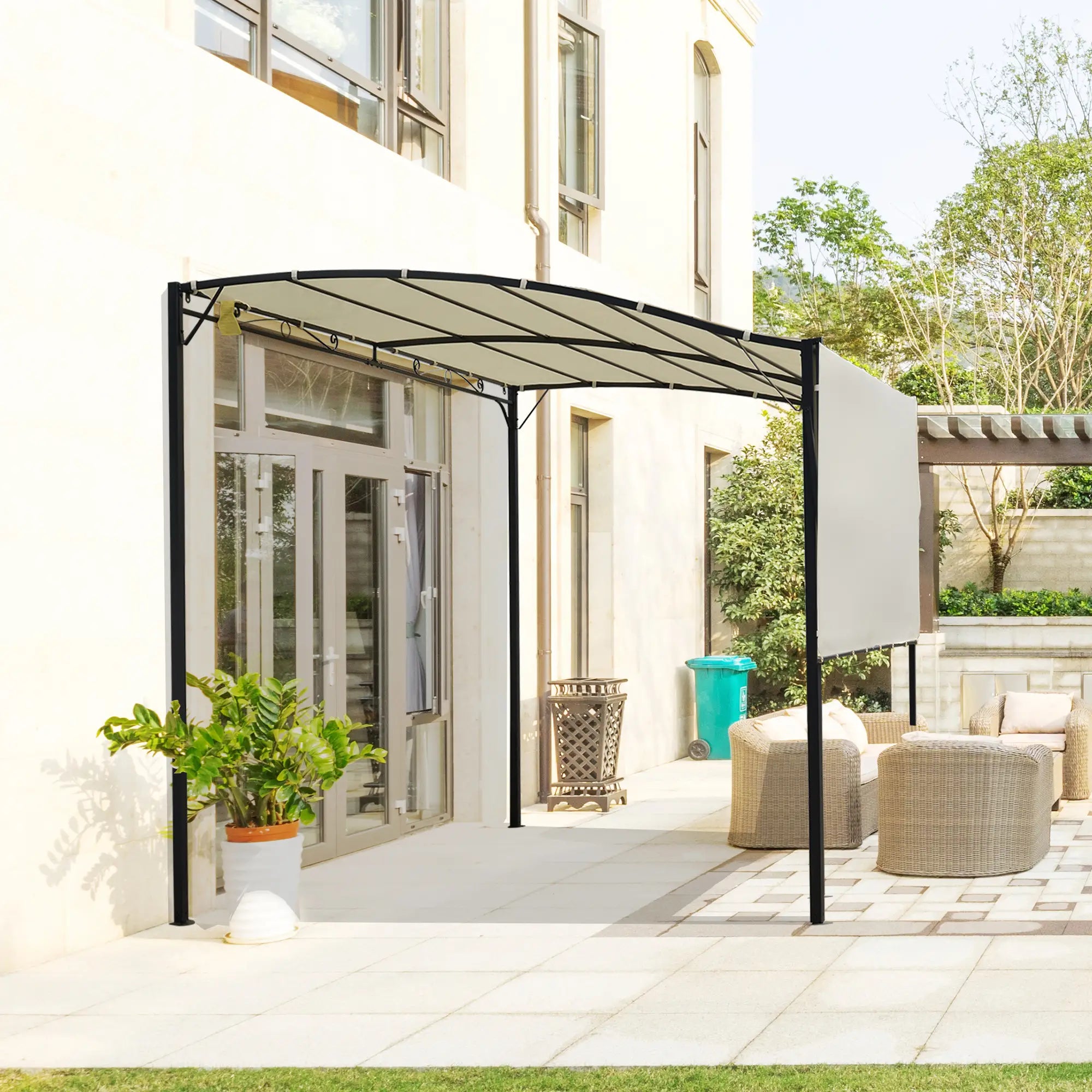 10x8ft Metal Gazebo, Extendable Awning, Outdoor Shelter, Cream White Pergolas at Gallery Canada