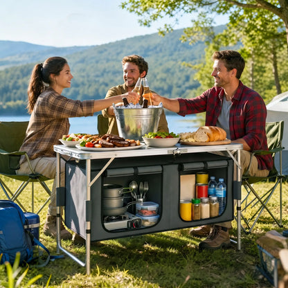 Aluminum Folding Picnic Table, Height Adjustable, Storage BBQ Camping Picnic Tables & Camping Chairs at Gallery Canada
