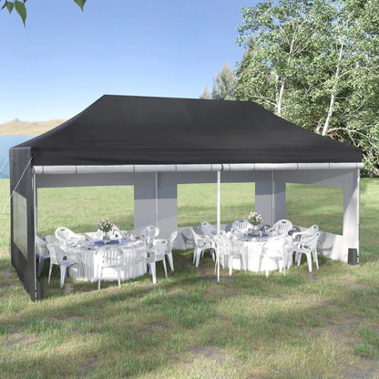 20' x 10' Folding Canopy Tent, Sidewalls, Windows, Black