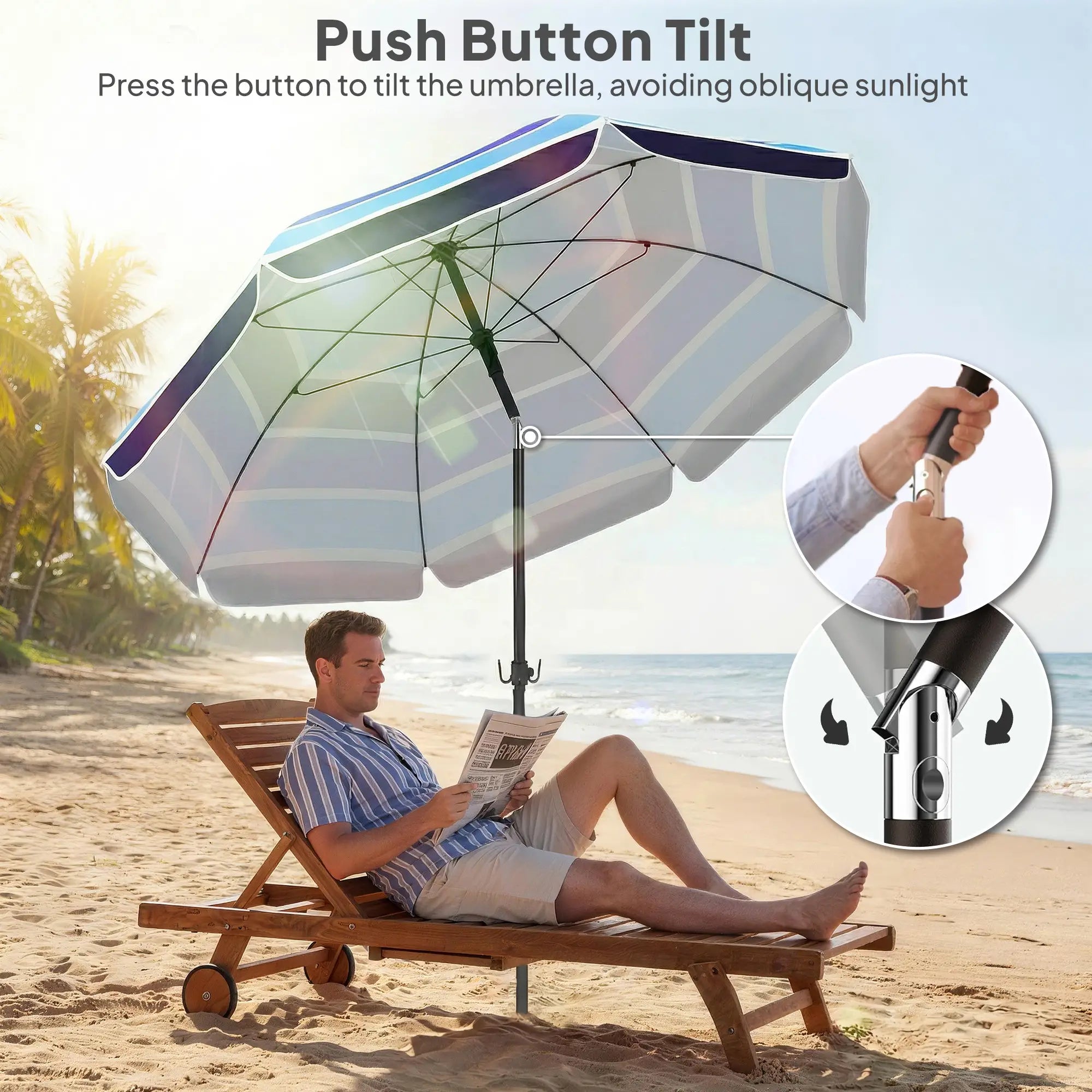 Adjustable Tilt Beach Umbrella, 78