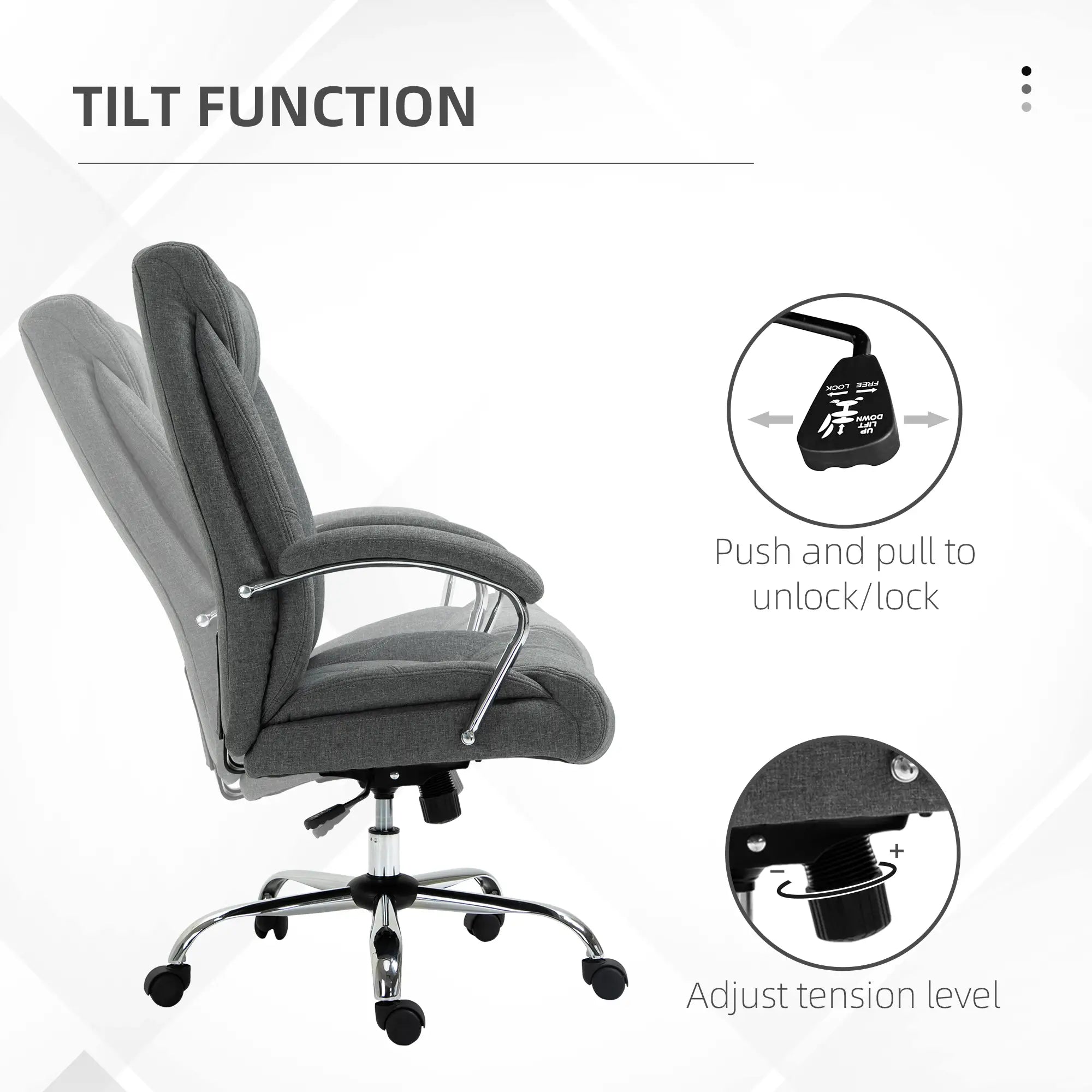 Ergonomic High Back Swivel Office Chair, Adjustable Height, Linen Fabric, Grey Executive & Manager Chairs at Gallery Canada