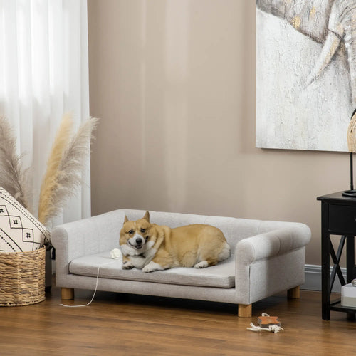 Modern Pet Sofa, Medium Large Dog Bed, Removable Cushion, Light Grey