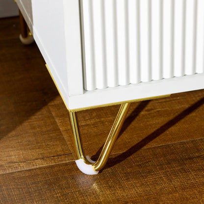 Modern Nightstand, 2 Drawers, Metal Legs, Bedroom Living Room, White Bedside Tables at Gallery Canada