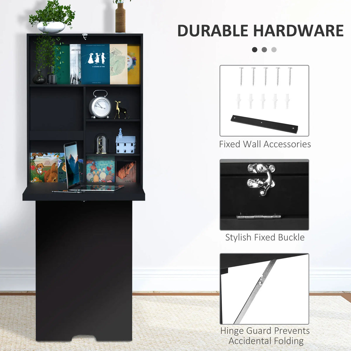 Wall Mounted Fold Out Desk, Multi-Functional Space Saving, Black Writing Desks at Gallery Canada