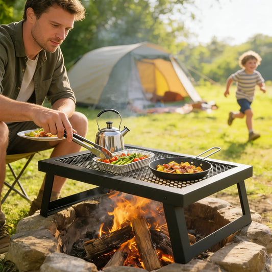 22" x 12" Folding Campfire Grill, Heavy Duty Carbon Steel, Black Charcoal BBQ Grils Black at Gallery Canada