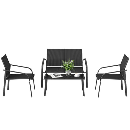 4 Piece Patio Furniture Set, Deep Seat, Black Patio Furniture Sets Black at Gallery Canada