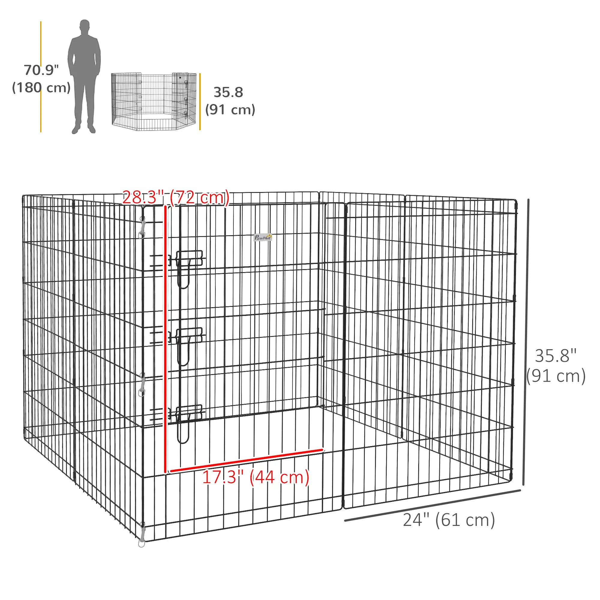 36 Inch Foldable Metal Pet Playpen, Dog Kennel Cage, 8 Panel Dog PlayPens at Gallery Canada
