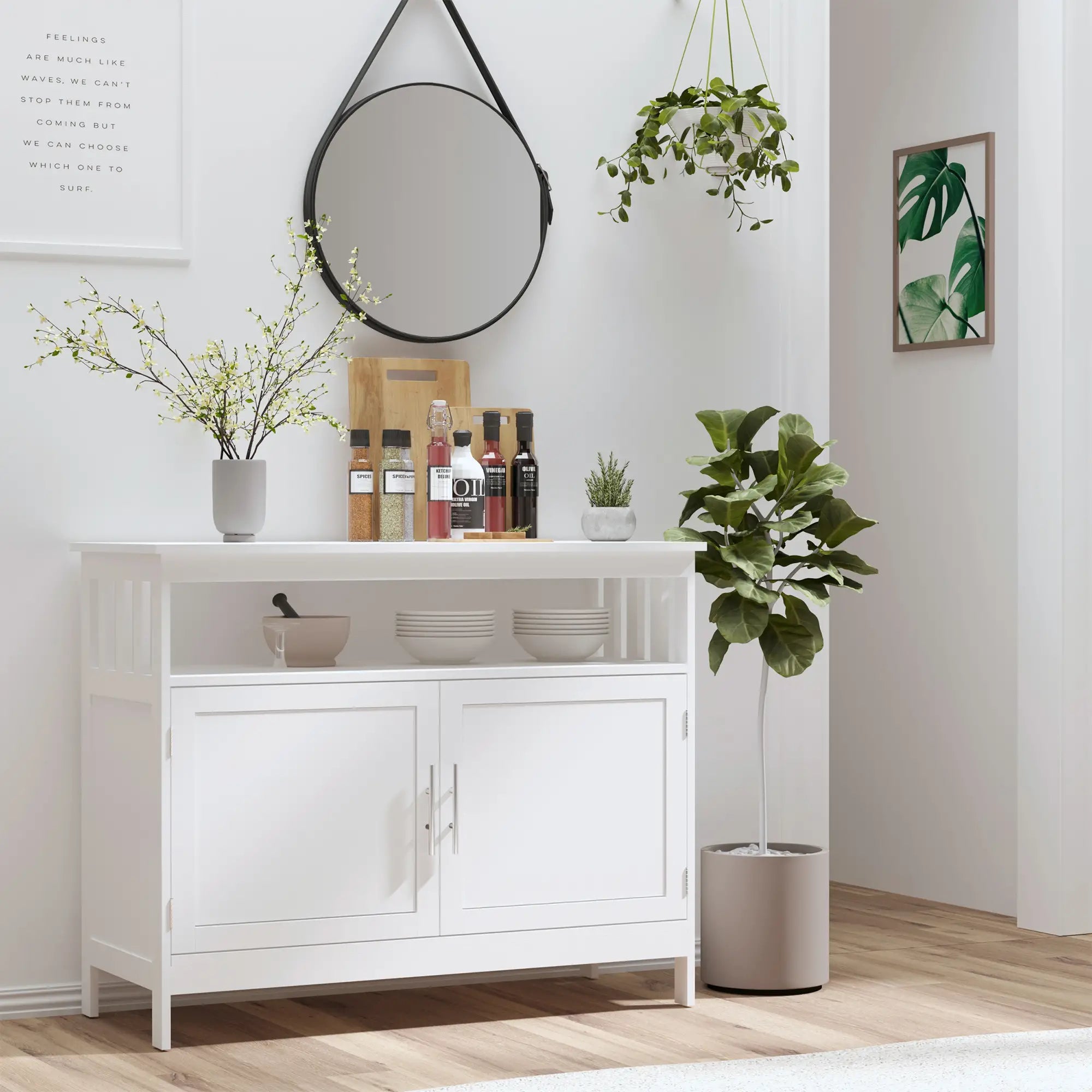 Wooden Console Table, Open Shelf, 2 Layer Cabinet, Kitchen Furniture Bar Cabinets at Gallery Canada