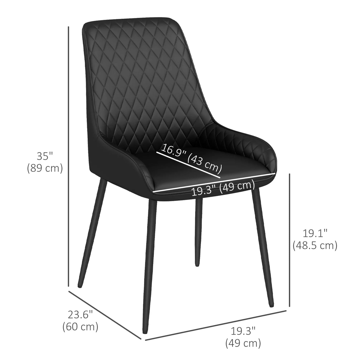 Modern Dining Chairs Set of 4, PU Leather, Metal Legs, Black Bar Stools at Gallery Canada