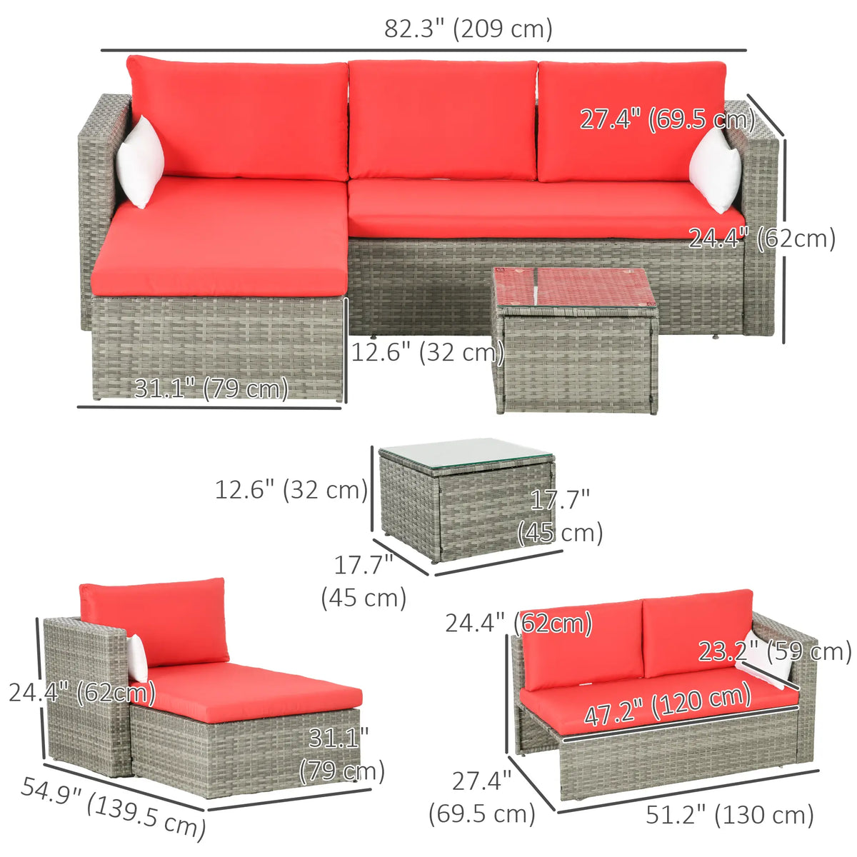 Modern Rattan Sofa Set, Wicker Patio Furniture with Coffee Table Patio Furniture Sets at Gallery Canada