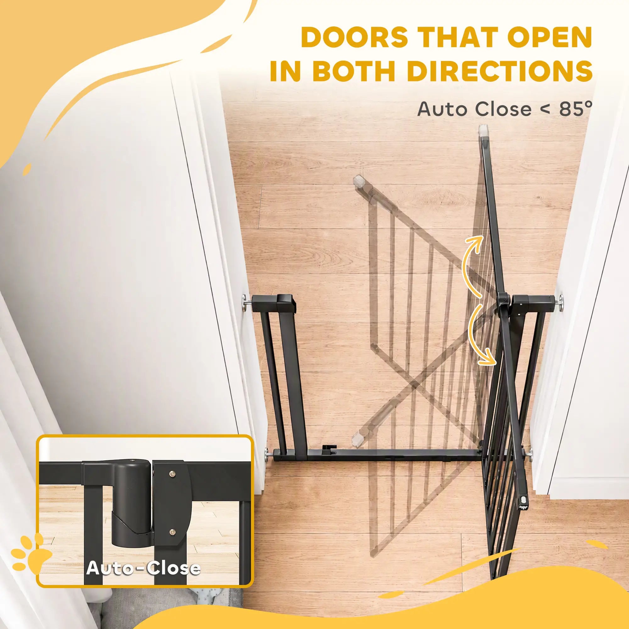 30-32In Baby Pet Gate 36In H Auto-Close Two-Way, Black Pet Gates at Gallery Canada