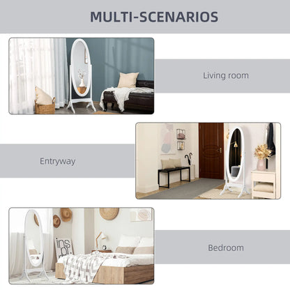 Full Length Floor Mirror, Adjustable Angle Oval Frame, White Full Length Mirrors at Gallery Canada
