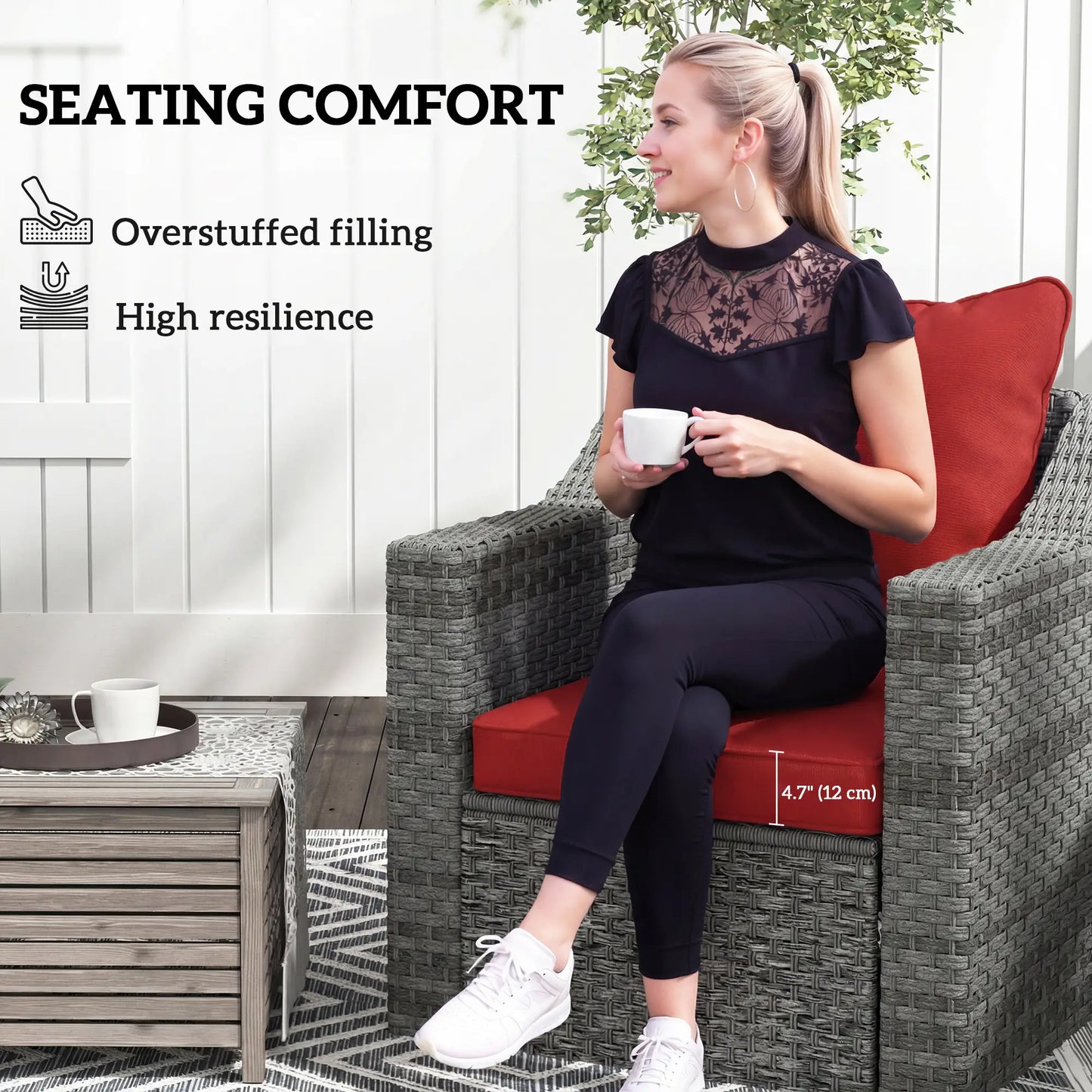 Patio Chair Cushions Set, 2 Seat Cushion Back Pillows, Wine Red Patio Chair Cushions at Gallery Canada