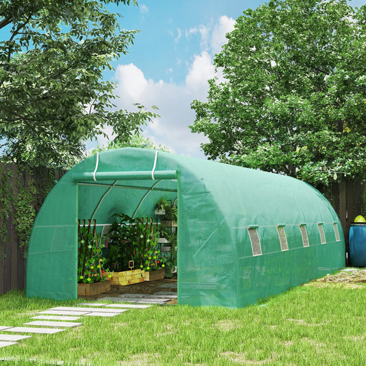 26' x 10' x 6.6' Walk in Tunnel Greenhouse, Steel Frame Walk In Greenhouses Dark Green at Gallery Canada